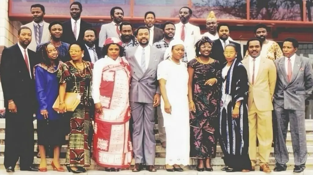 Historic group photo of BCA-USA members, with their names listed below